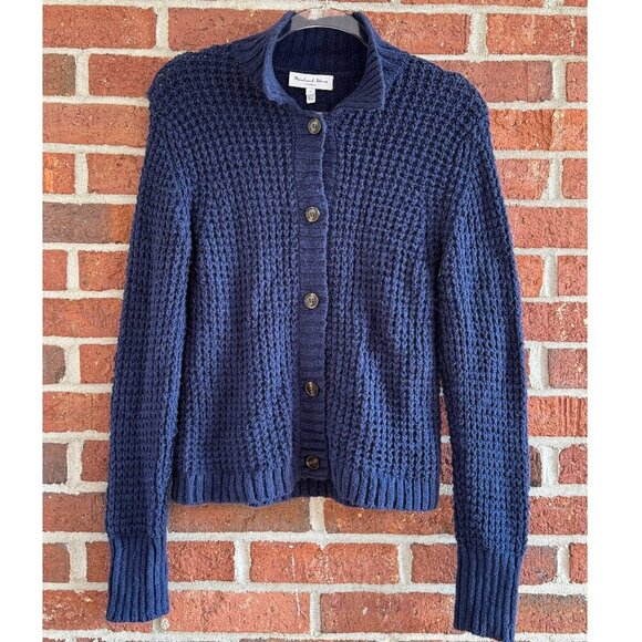 Michael Stars Chunky Knit Button-Front Cardigan Sweater | Small | Navy Blue - Picture 1 of 6